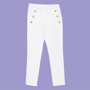 NWT Michael Kors Skinny Ankle Pull-on Pants White Sailor Buttons Sz SMALL